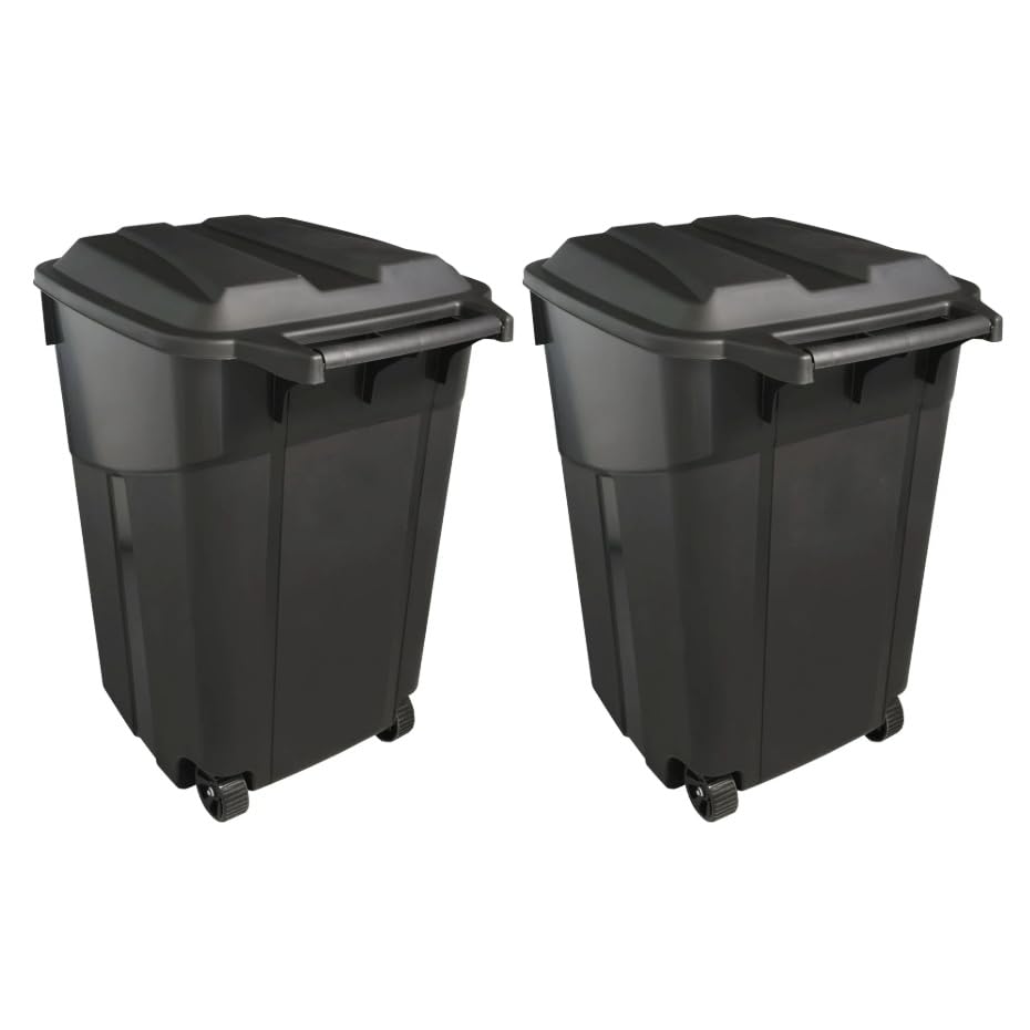 45 Gallon Heavy Duty Plastic Trash Cans with Wheels D247
