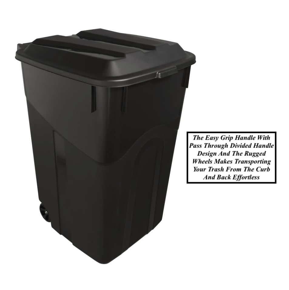 45 Gallon Heavy Duty Plastic Trash Cans with Wheels D247