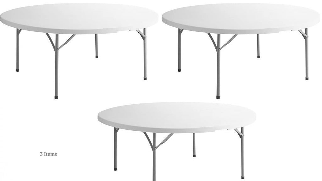 White 6-ft Plastic Folding Round Table X767306