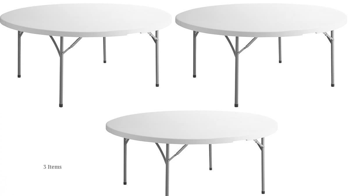 White 6-ft Plastic Folding Round Table X767306