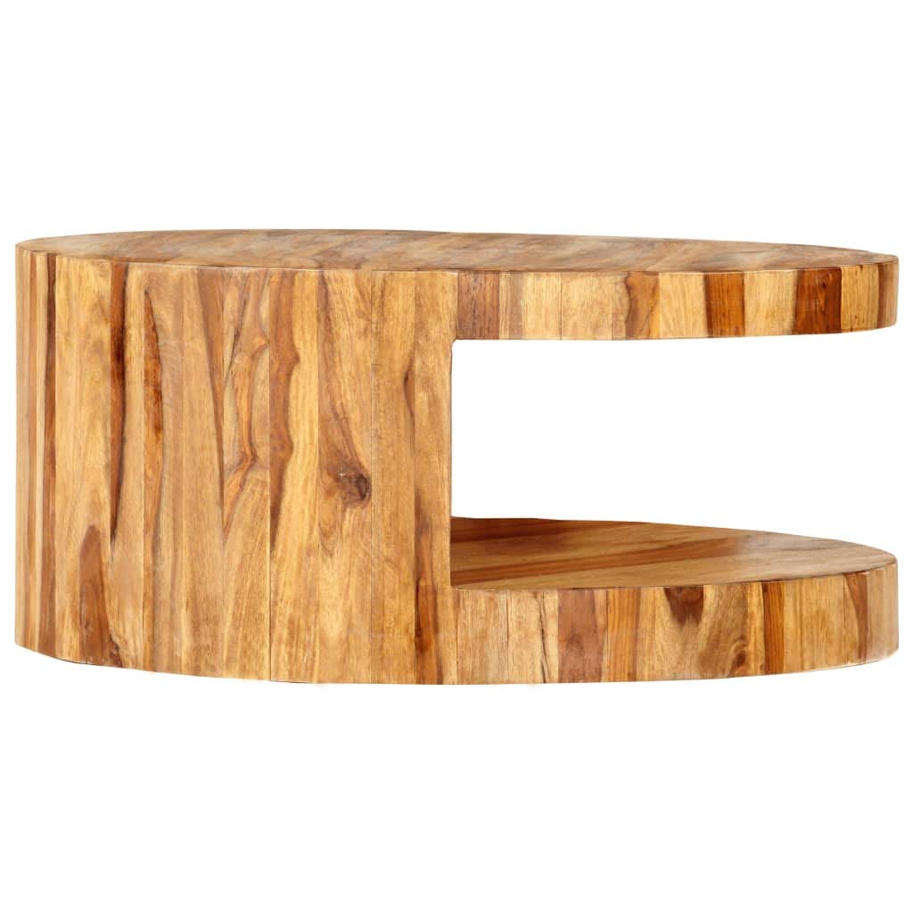 Natural Solid Sheesham Wood Coffee Table 25.6 in Dia E27812