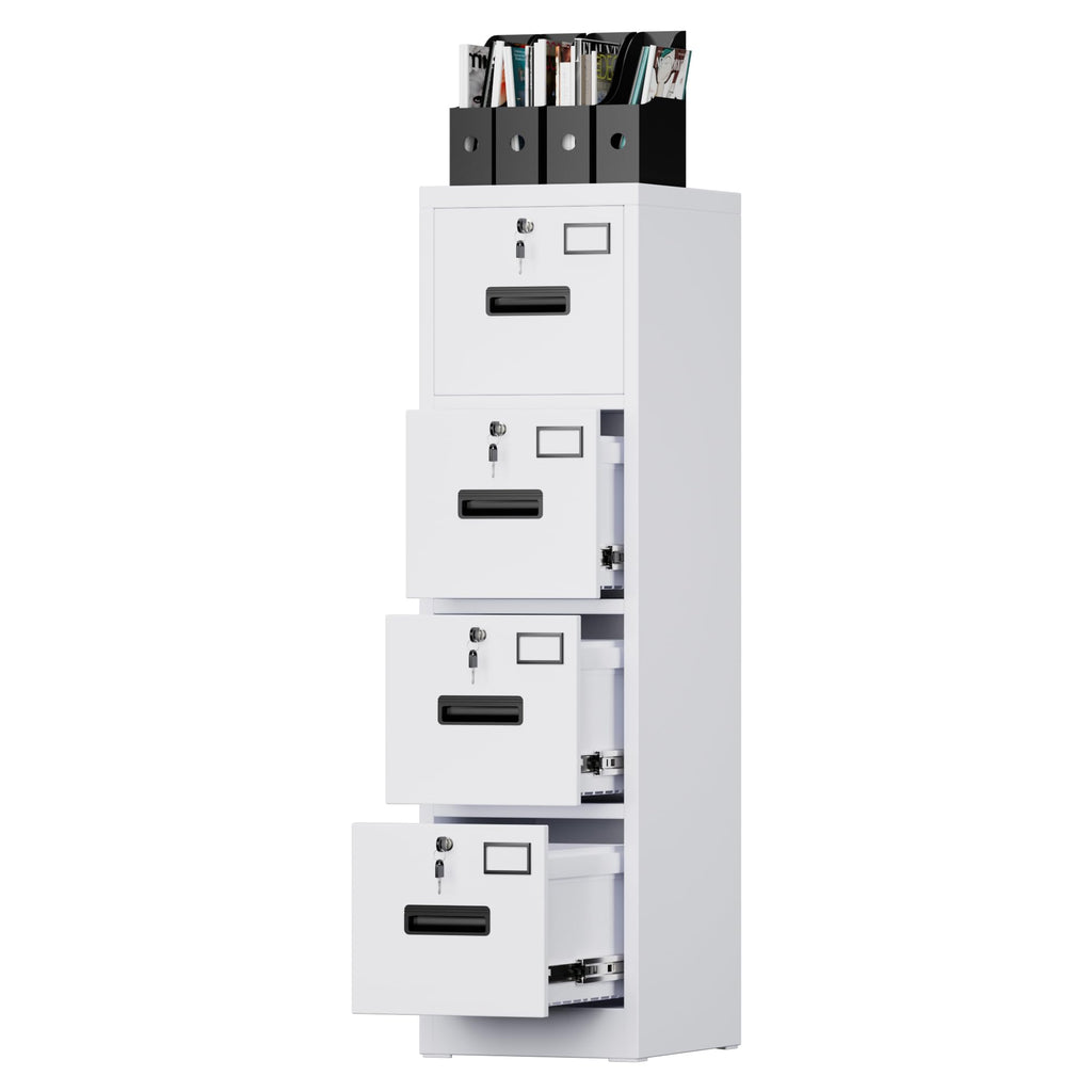 4 Drawer White Metal File Cabinet with Lock N40535