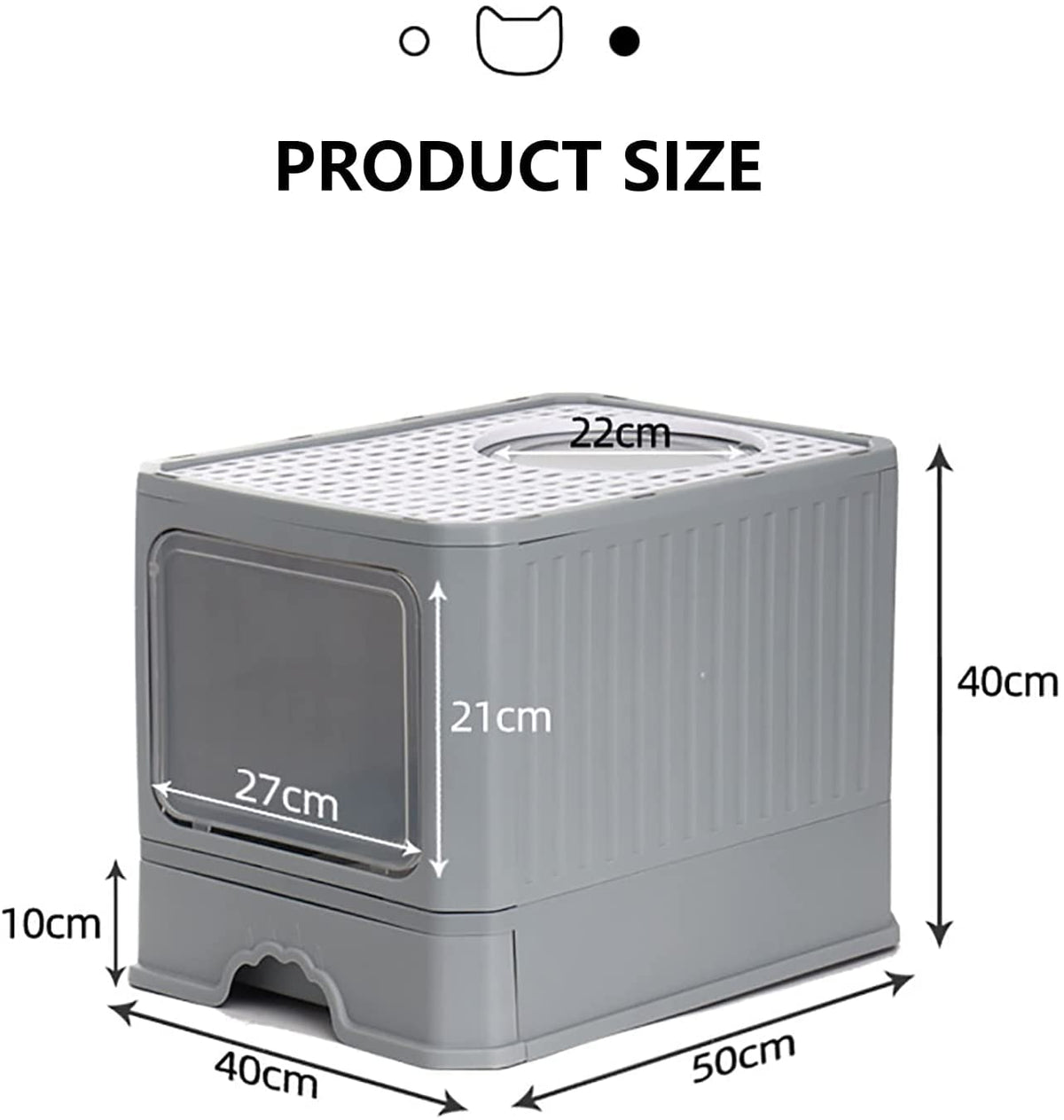Foldable Top Entry Cat Litter Box with Lid and Scoop G861572