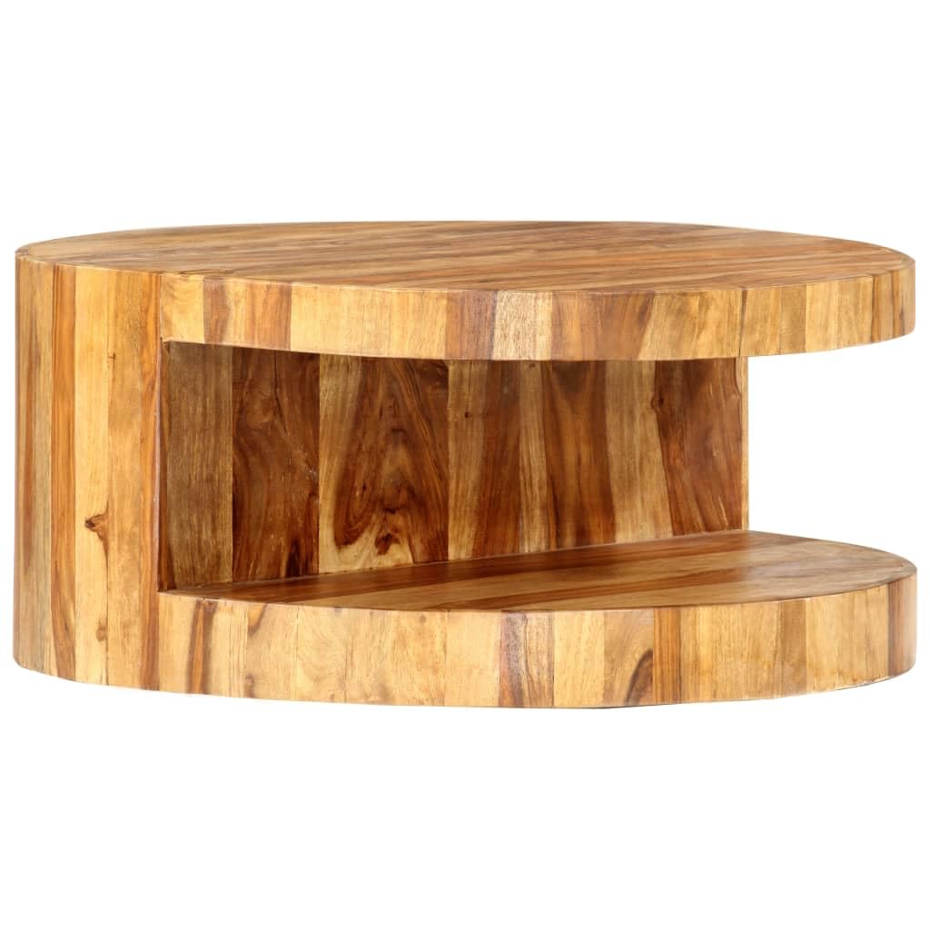 Natural Solid Sheesham Wood Coffee Table 25.6 in Dia E27812