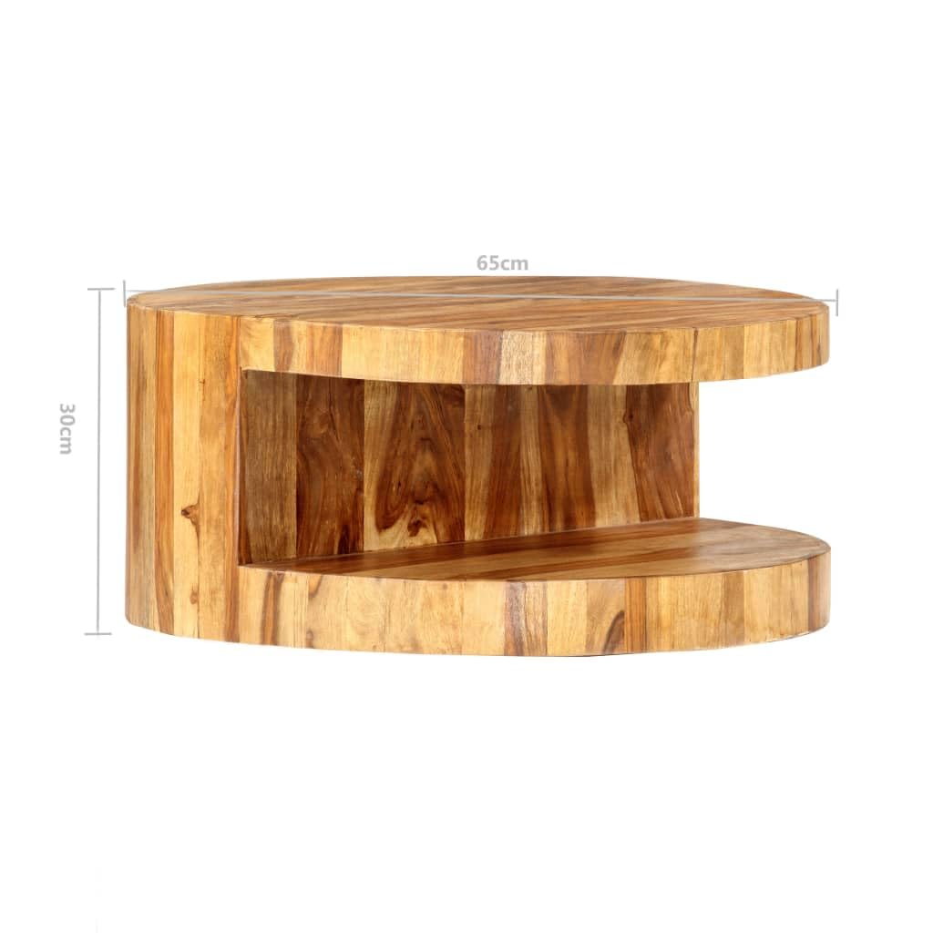 Natural Solid Sheesham Wood Coffee Table 25.6 in Dia E27812