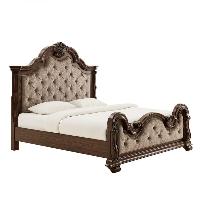Dark Cherry Wood Eastern King Traditional Platform Bed Z81539