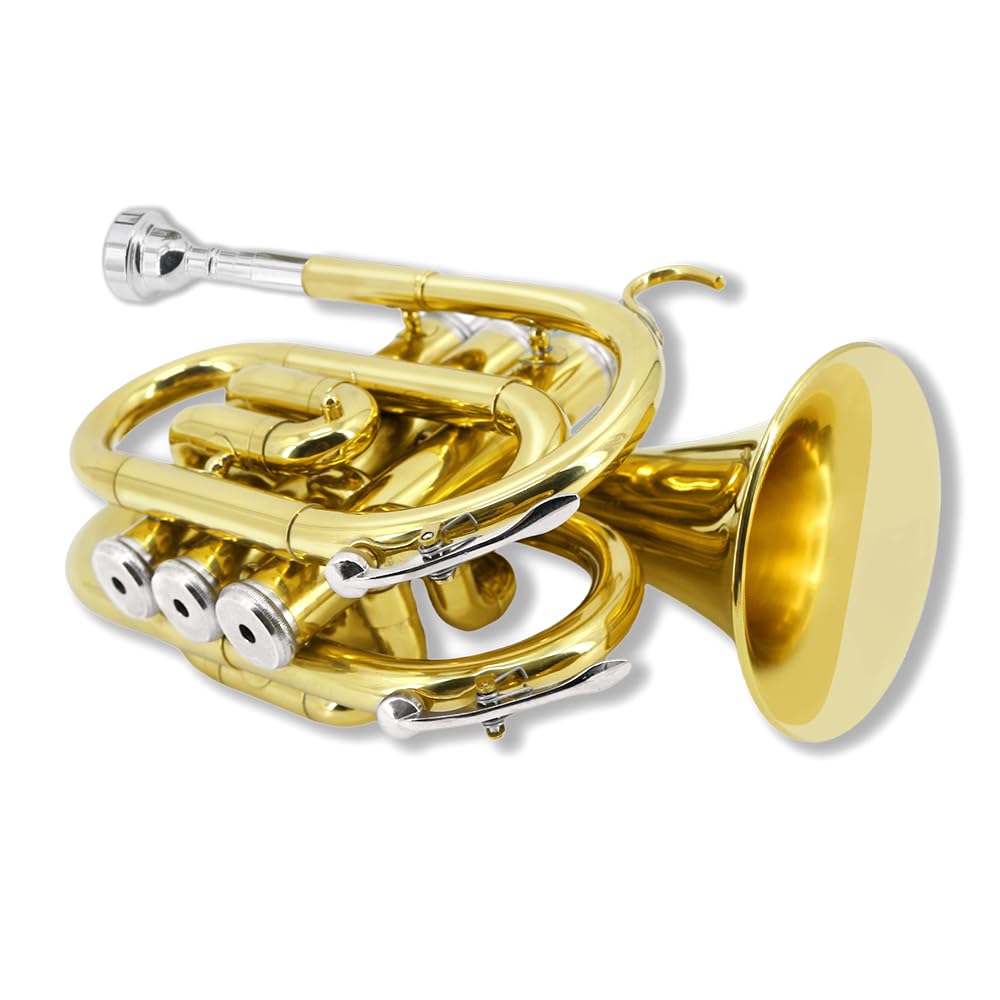 Bb Flat Brass Pocket Trumpet with 7C Mouthpiece H933