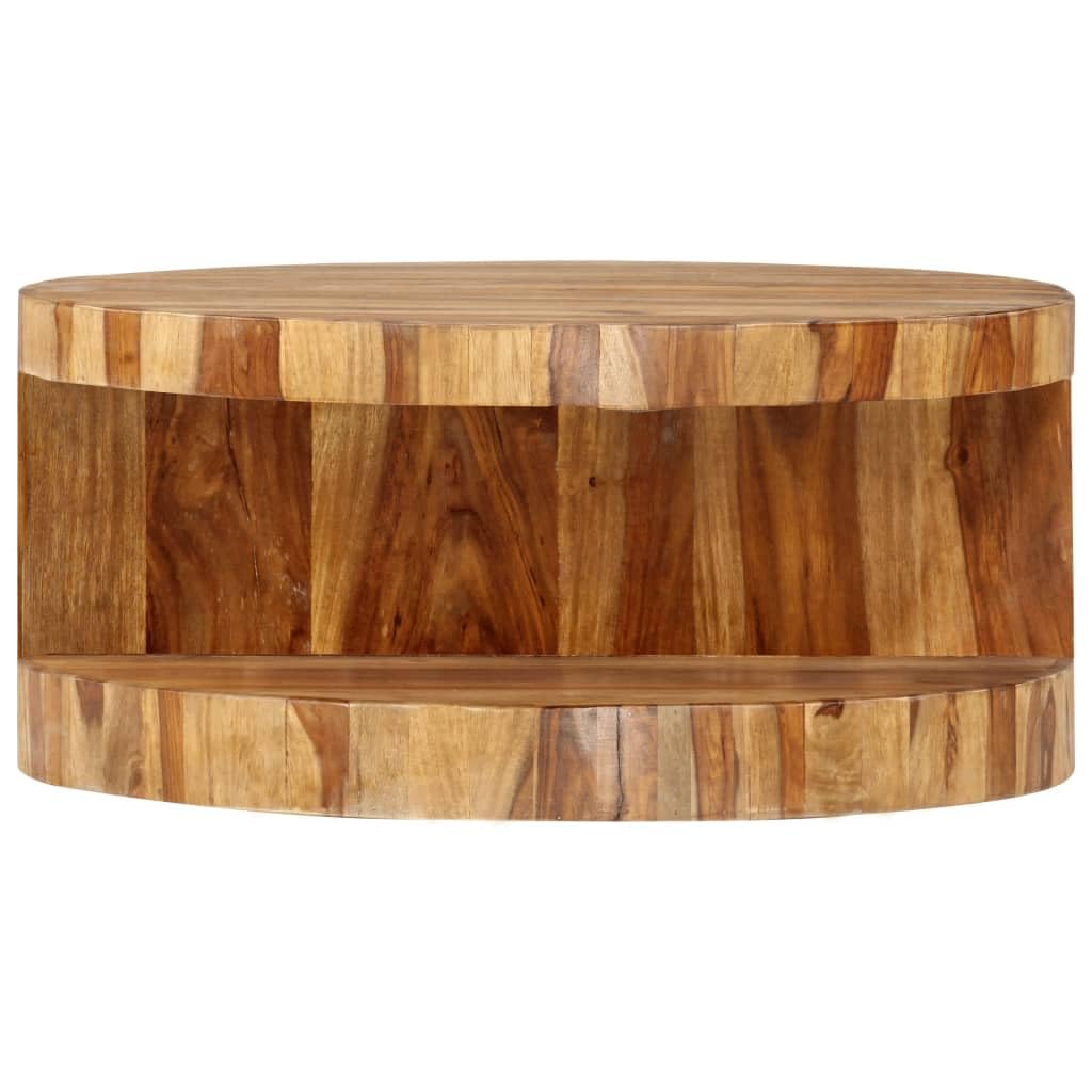 Natural Solid Sheesham Wood Coffee Table 25.6 in Dia E27812