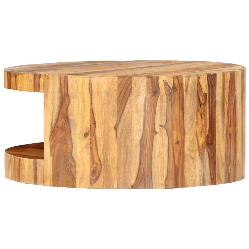 Natural Solid Sheesham Wood Coffee Table 25.6 in Dia E27812