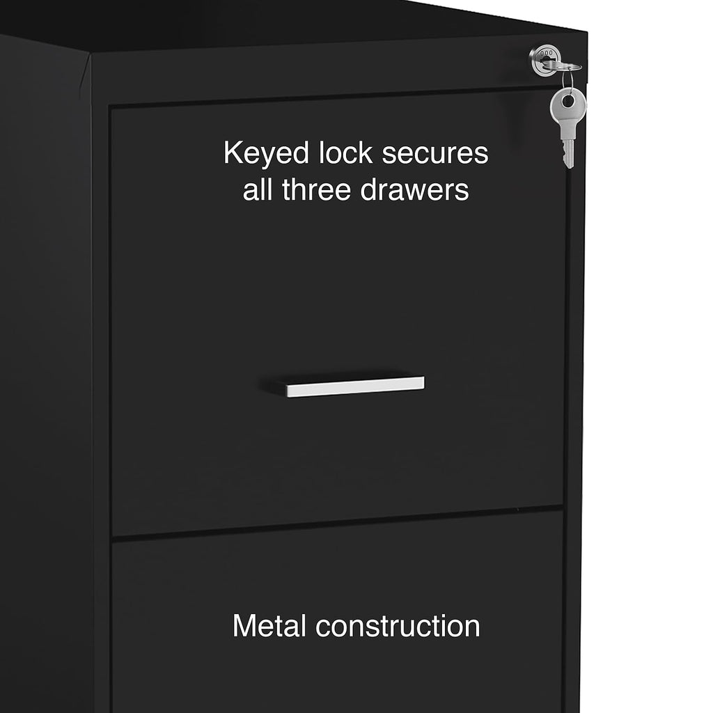 Black 3 Drawer Letter Legal Locking File Cabinet V85889