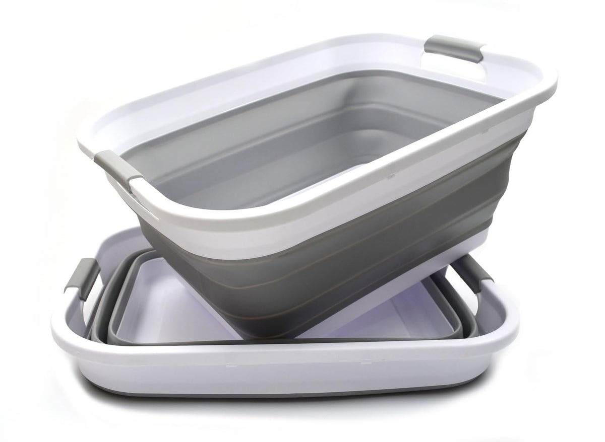Collapsible Plastic Laundry Basket Set of 2 O9042
