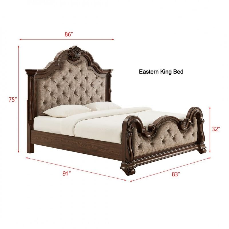 Dark Cherry Wood Eastern King Traditional Platform Bed Z81539