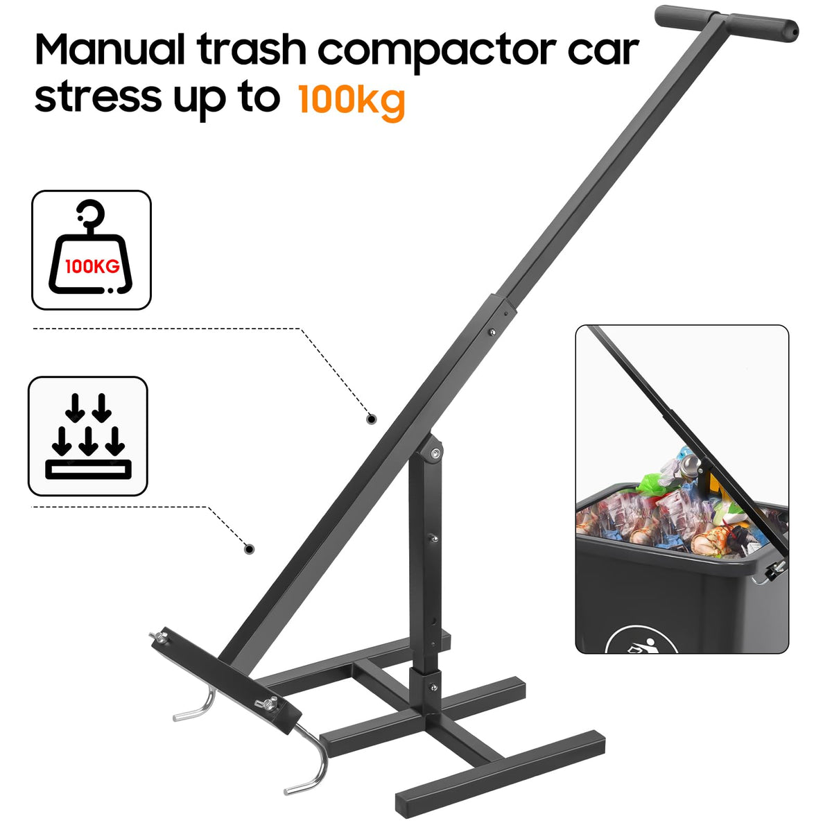 Manual Trash Compactor Hand Tool for Wheelie Bins E342326