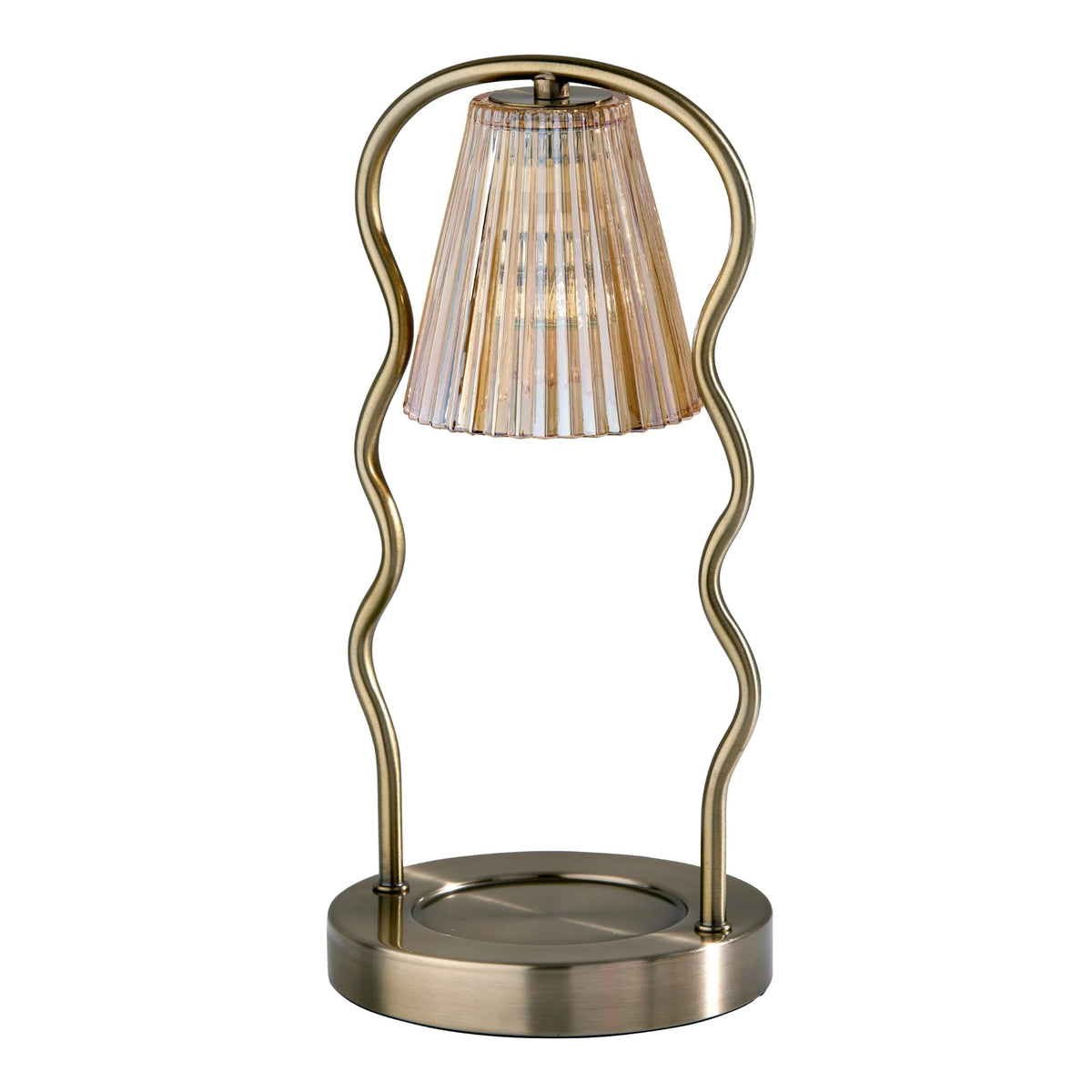 Candle Warmer Lamp, Antique Brass & Ribbed Glass, Dimmable H271794