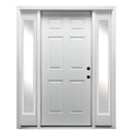 Primed Steel Left Hand In-Swing 6-Panel Exterior Prehung Door 36"x80" with 14" Sidelites M568440