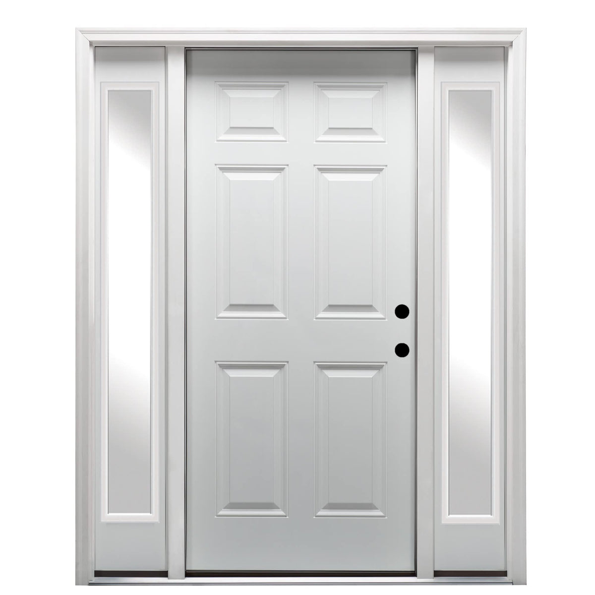 Primed Steel Left Hand In-Swing 6-Panel Exterior Prehung Door 36"x80" with 14" Sidelites M568440