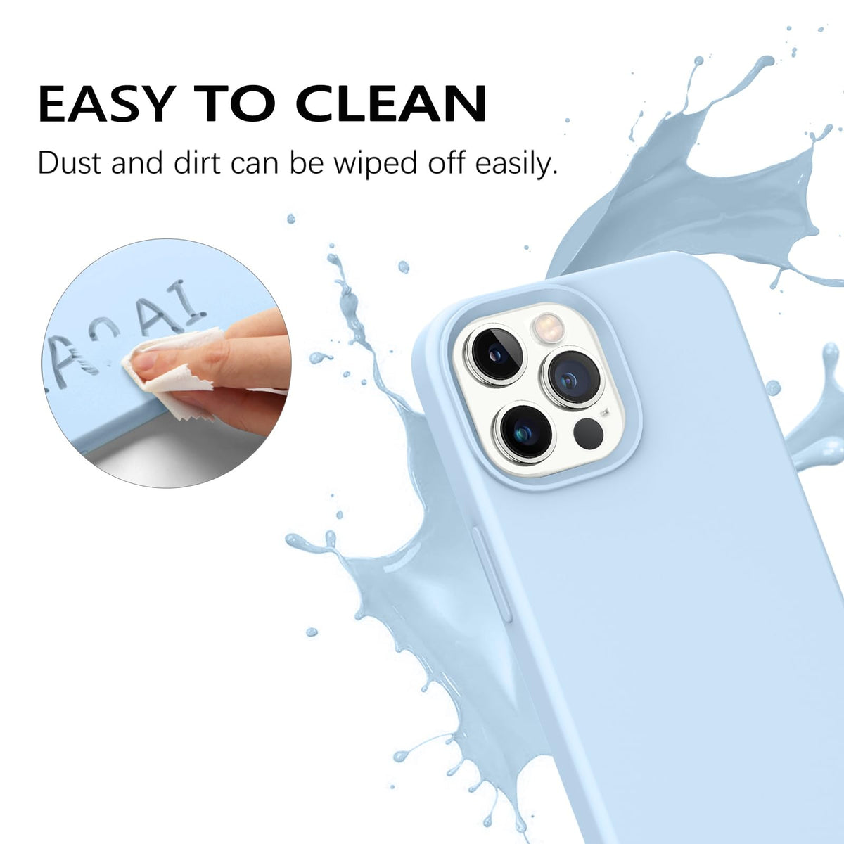 Compatible with iPhone 13 Pro Max Liquid Silicone Phone Case Light Blue M878140