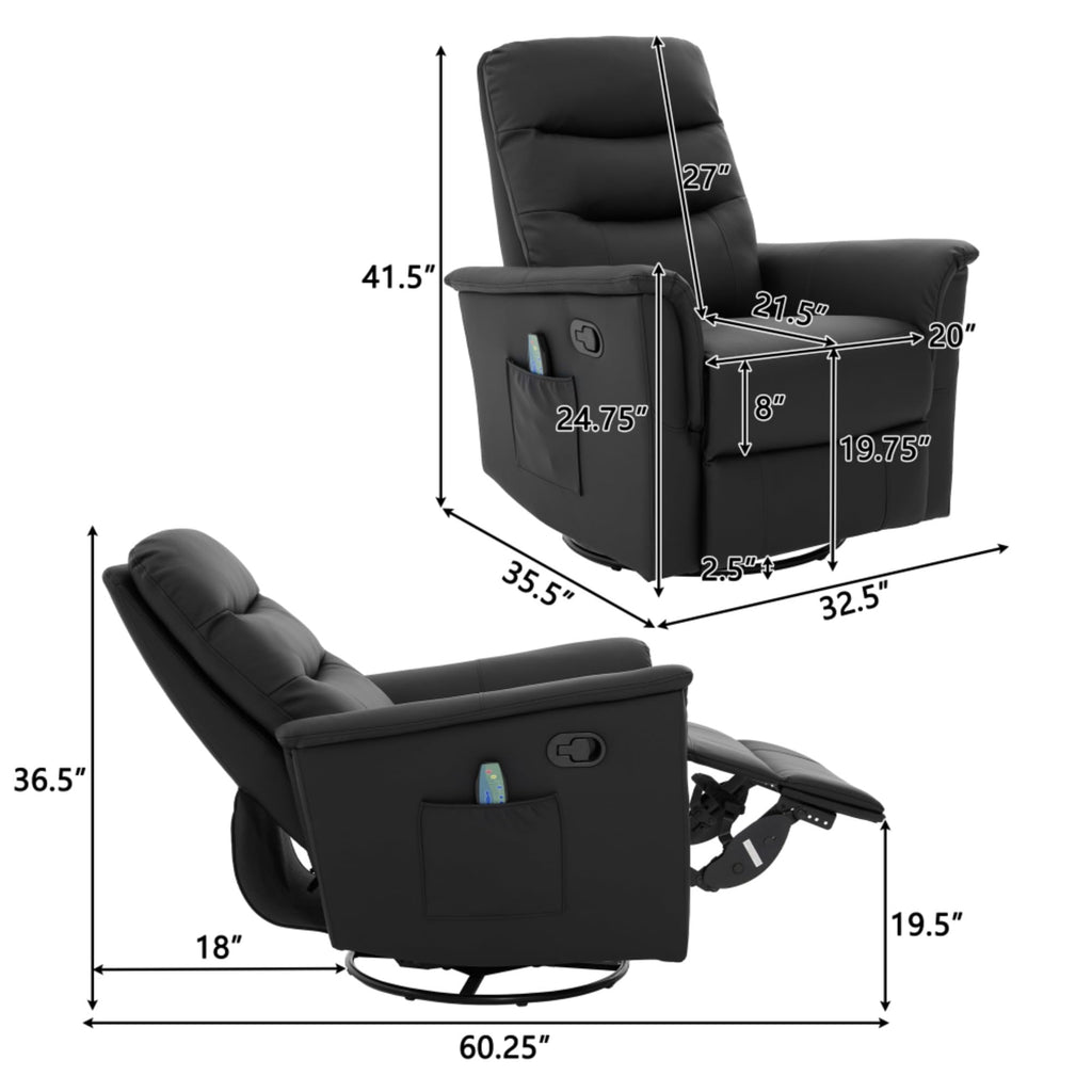 Black Boucle Swivel Rocker Glider Lounge Chair R61489
