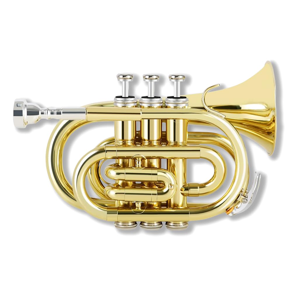Bb Flat Brass Pocket Trumpet with 7C Mouthpiece H933