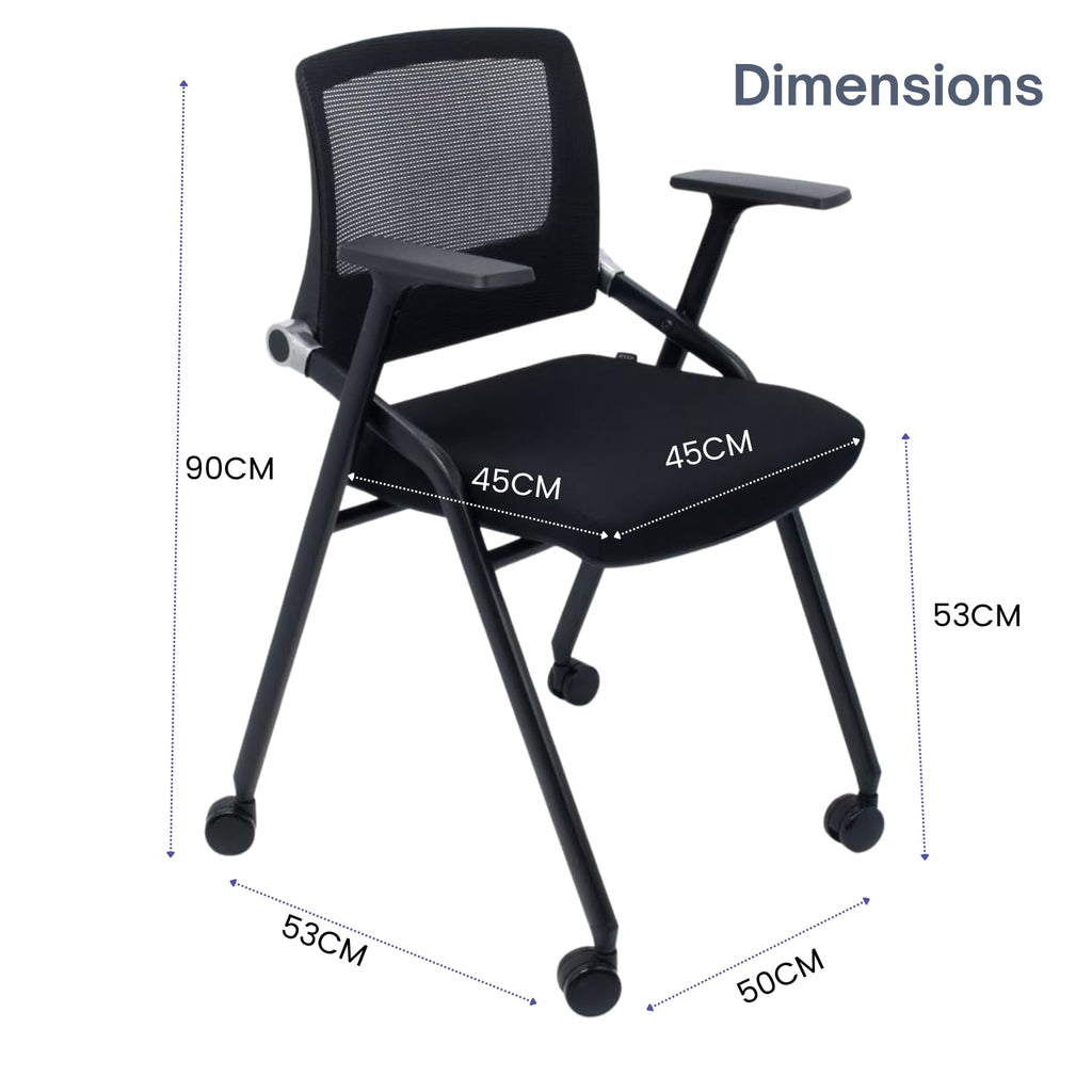 2 Pack Black Mesh Folding Office Chairs with Wheels E1929