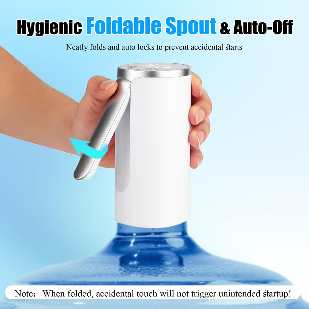 Countertop Water Dispenser with LED Display, Foldable Spout, 4 Dispense Modes, USB-C Rechargeable, White A2060