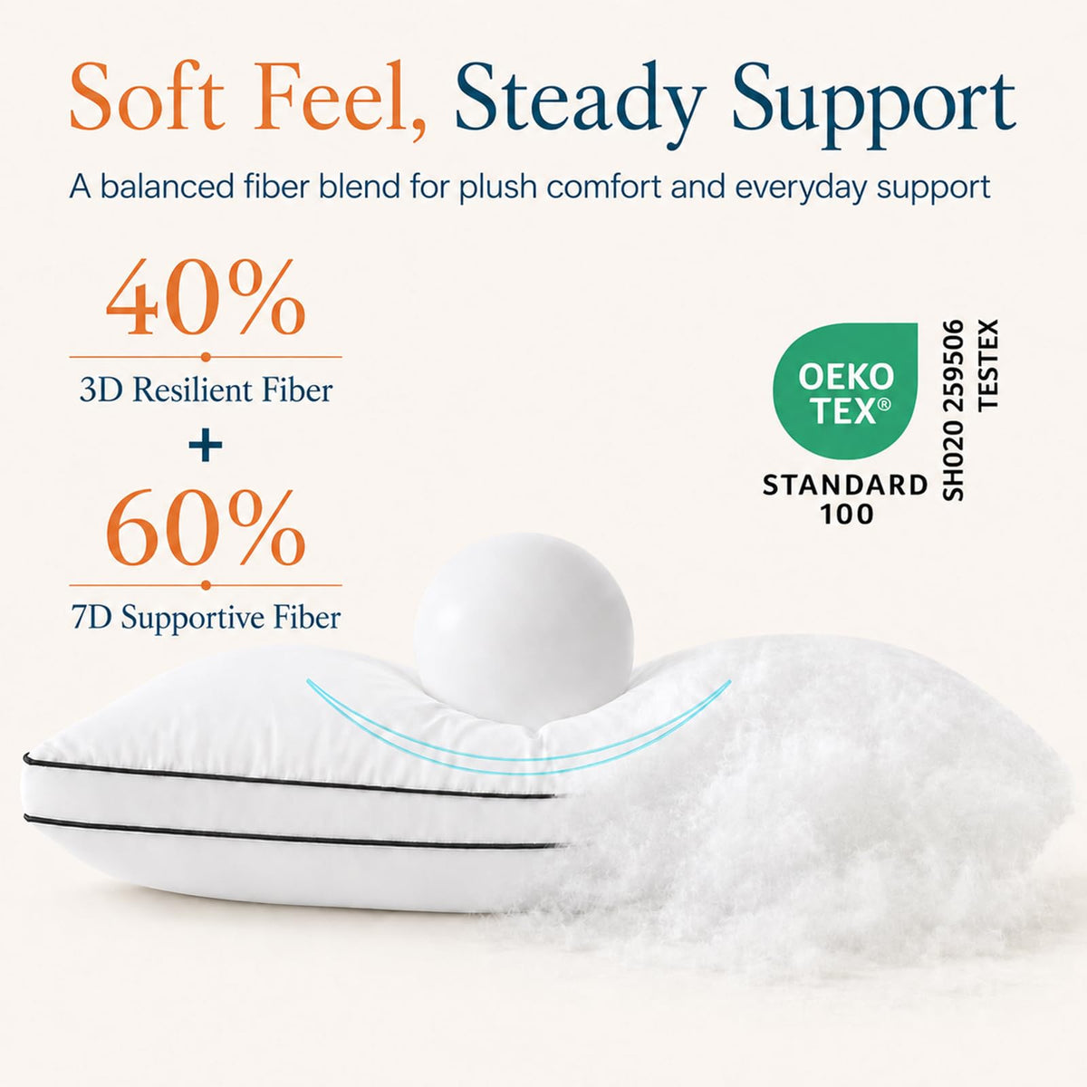Queen Size Set of 2 Gusseted Bed Pillow Q7526
