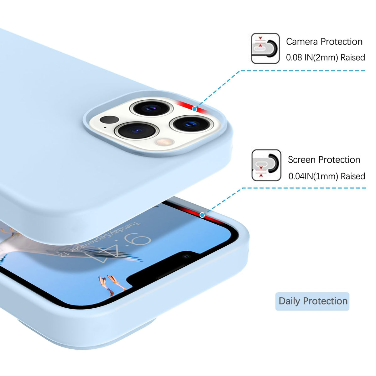 Compatible with iPhone 13 Pro Max Liquid Silicone Phone Case Light Blue M878140