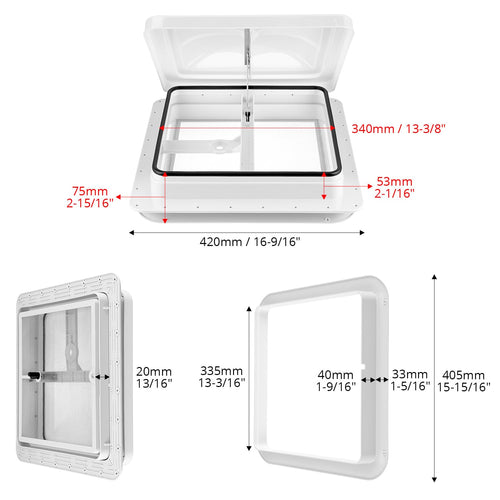14 x 14 Manual RV Roof Vent Translucent Lid Q1881