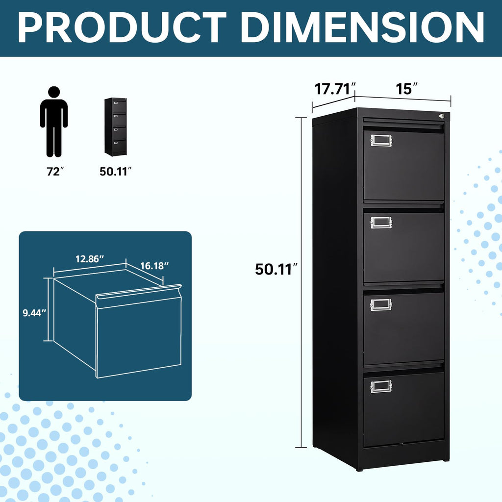 4 Drawer Metal File Cabinet with Lock M369