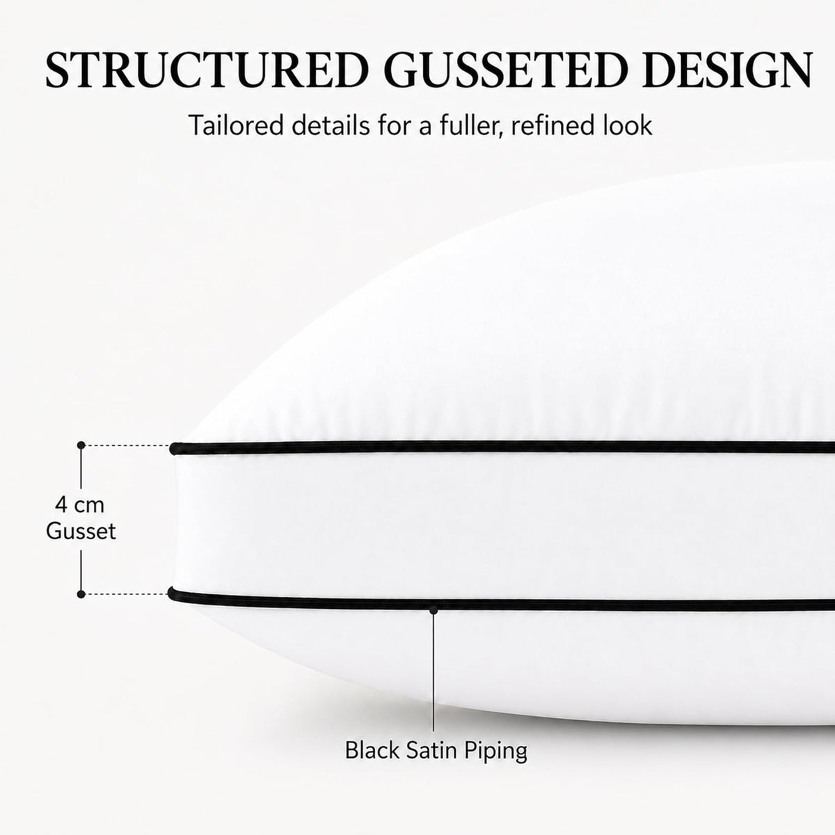 Queen Size Set of 2 Gusseted Bed Pillow Q7526