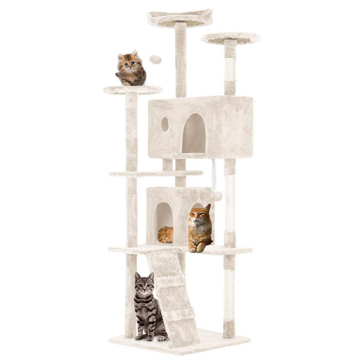 70 Inches Multi-Level Cat Tree with Scratching Posts J779439