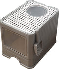 Foldable Top Entry Cat Litter Box with Lid and Scoop G861572