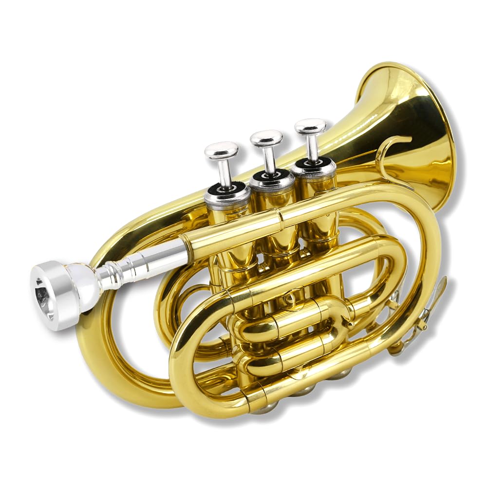 Bb Flat Brass Pocket Trumpet with 7C Mouthpiece H933