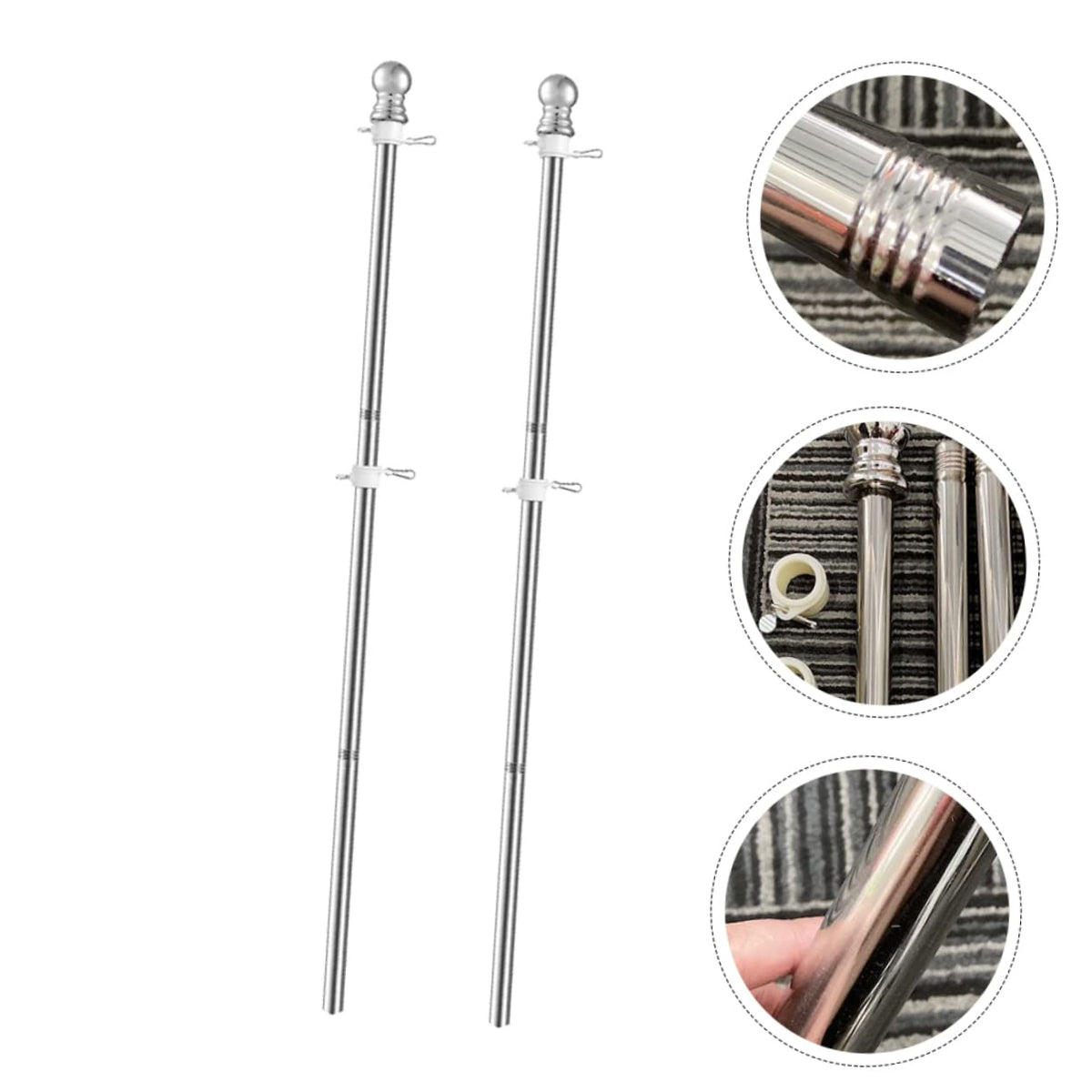2 Pieces 1.5m Stainless Steel Flagpole M2441