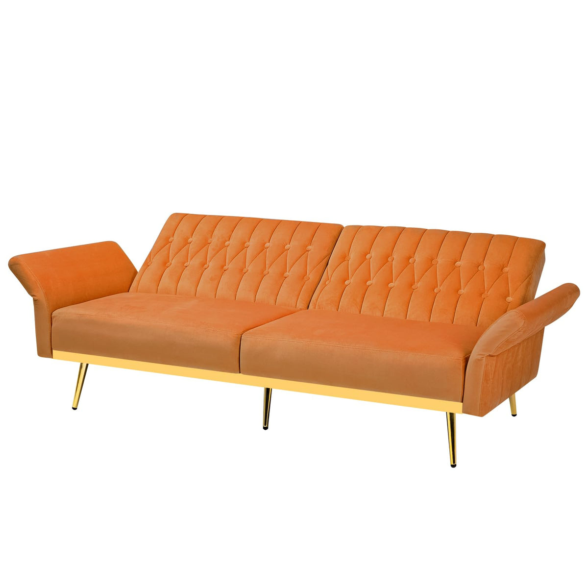 70" Velvet Futon with Adjustable Backrest and Armrests F74024