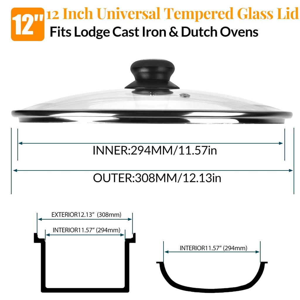 12 Inch Tempered Glass Lid for Frying Pan & Skillet T3168