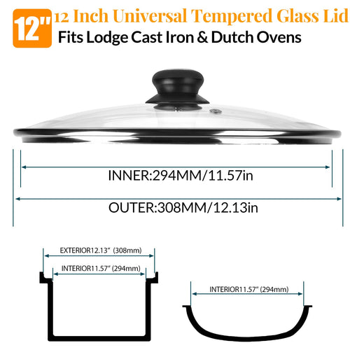 12 Inch Tempered Glass Lid for Frying Pan & Skillet T3168