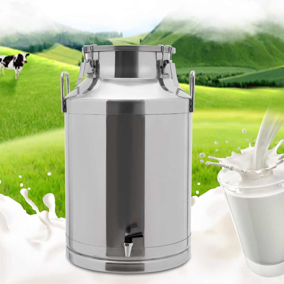60L Stainless Steel Milk Can with Faucet and Sealed Lid J50626