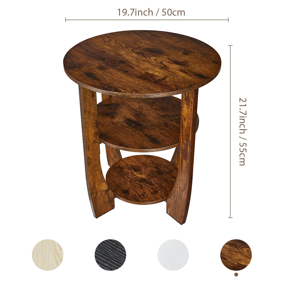 Rustic Brown 19.7 inch Round Side Table J90787