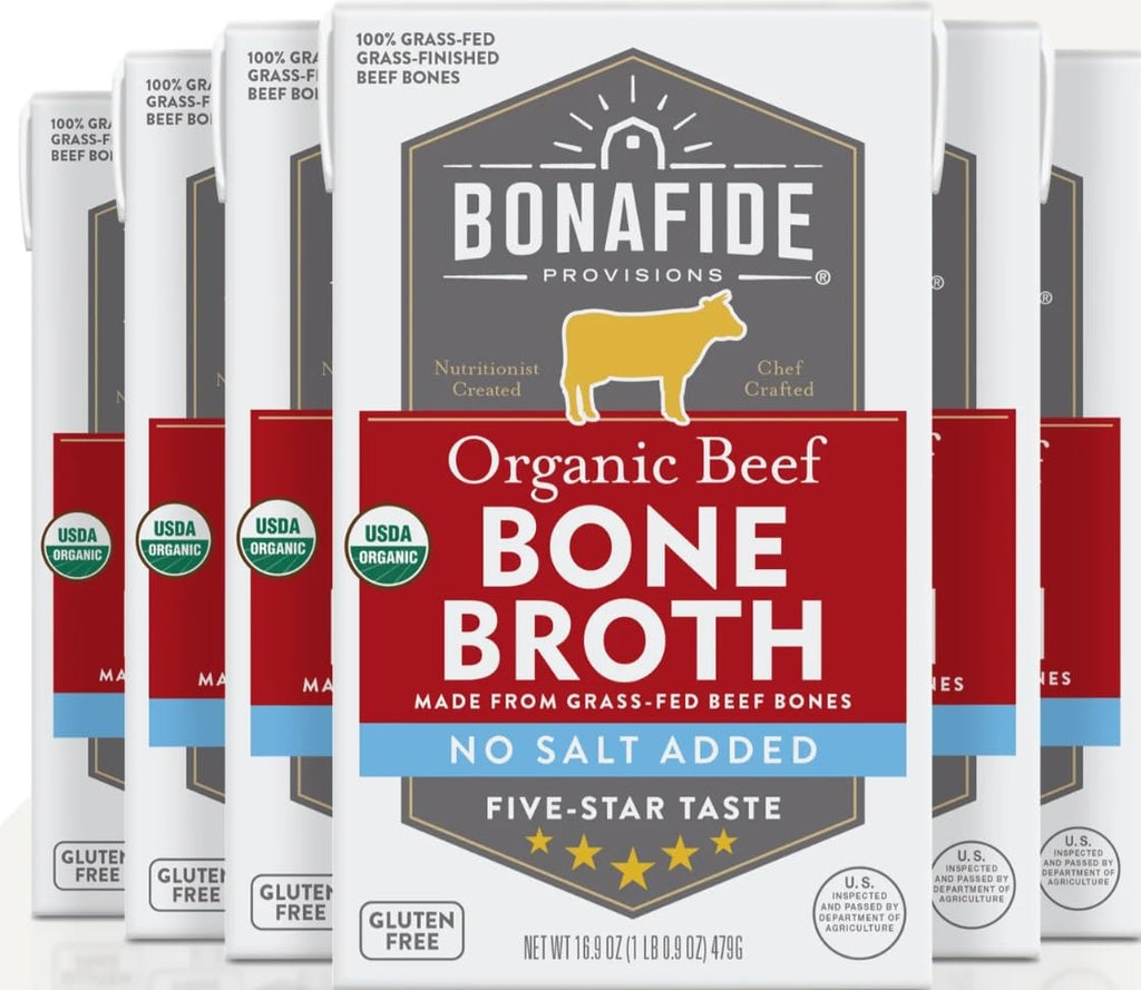 Organic Beef Bone Broth No Salt Added 16.9oz 6 Pack U52501