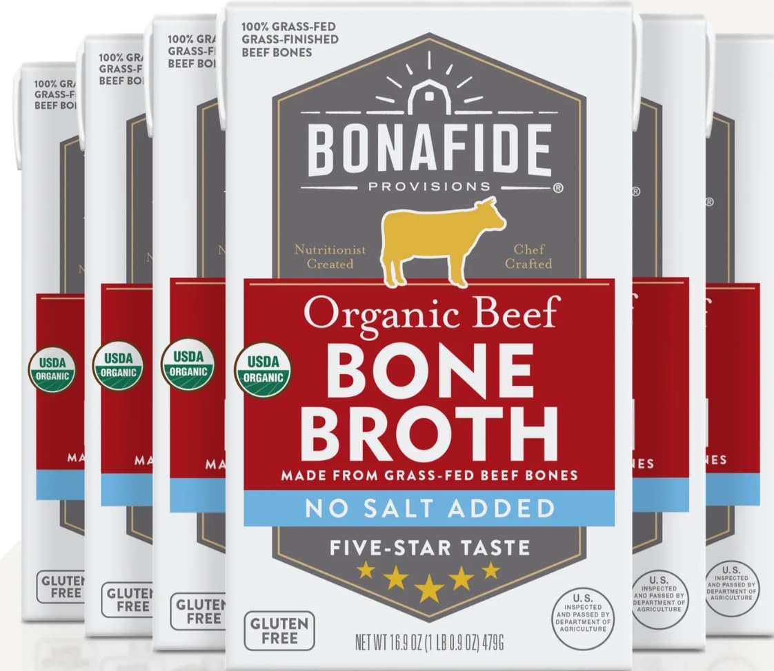 Organic Beef Bone Broth No Salt Added 16.9oz 6 Pack U52501