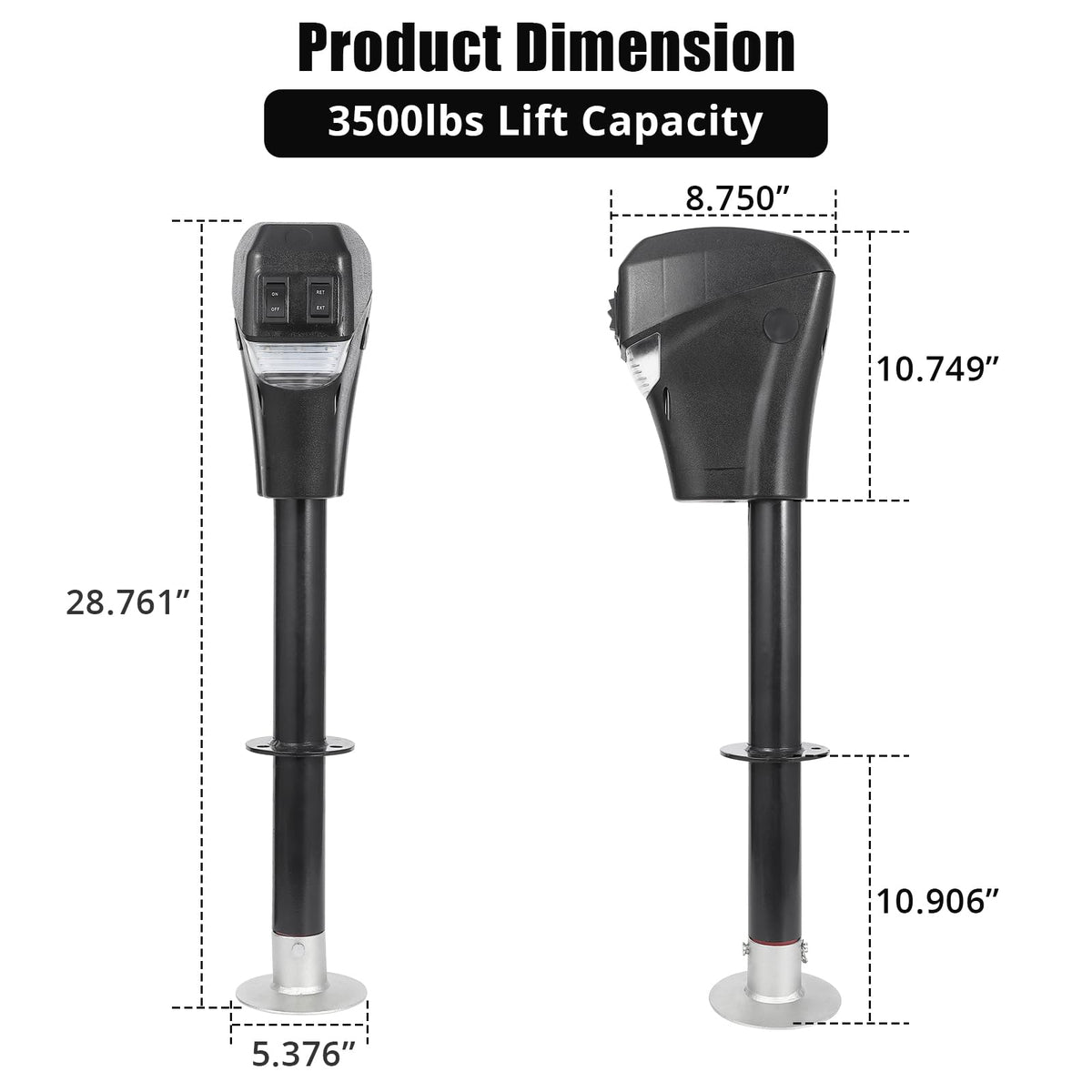 Electric Trailer A-Frame Tongue Jack 3,500 Lbs 18-Inch Stroke 12V DC N23009