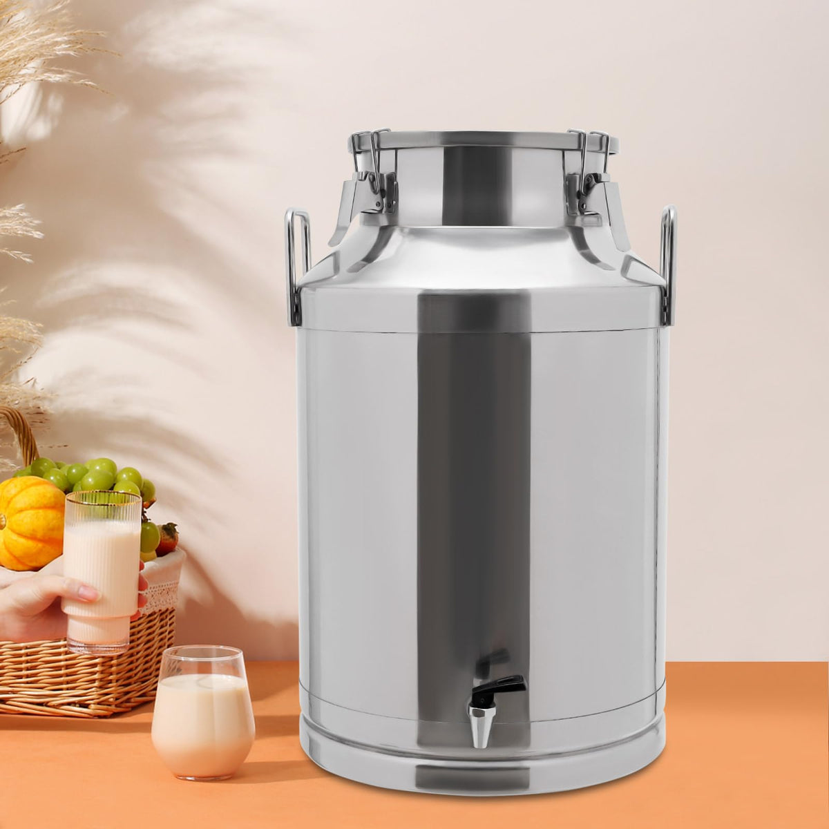 60L Stainless Steel Milk Can with Faucet and Sealed Lid J50626