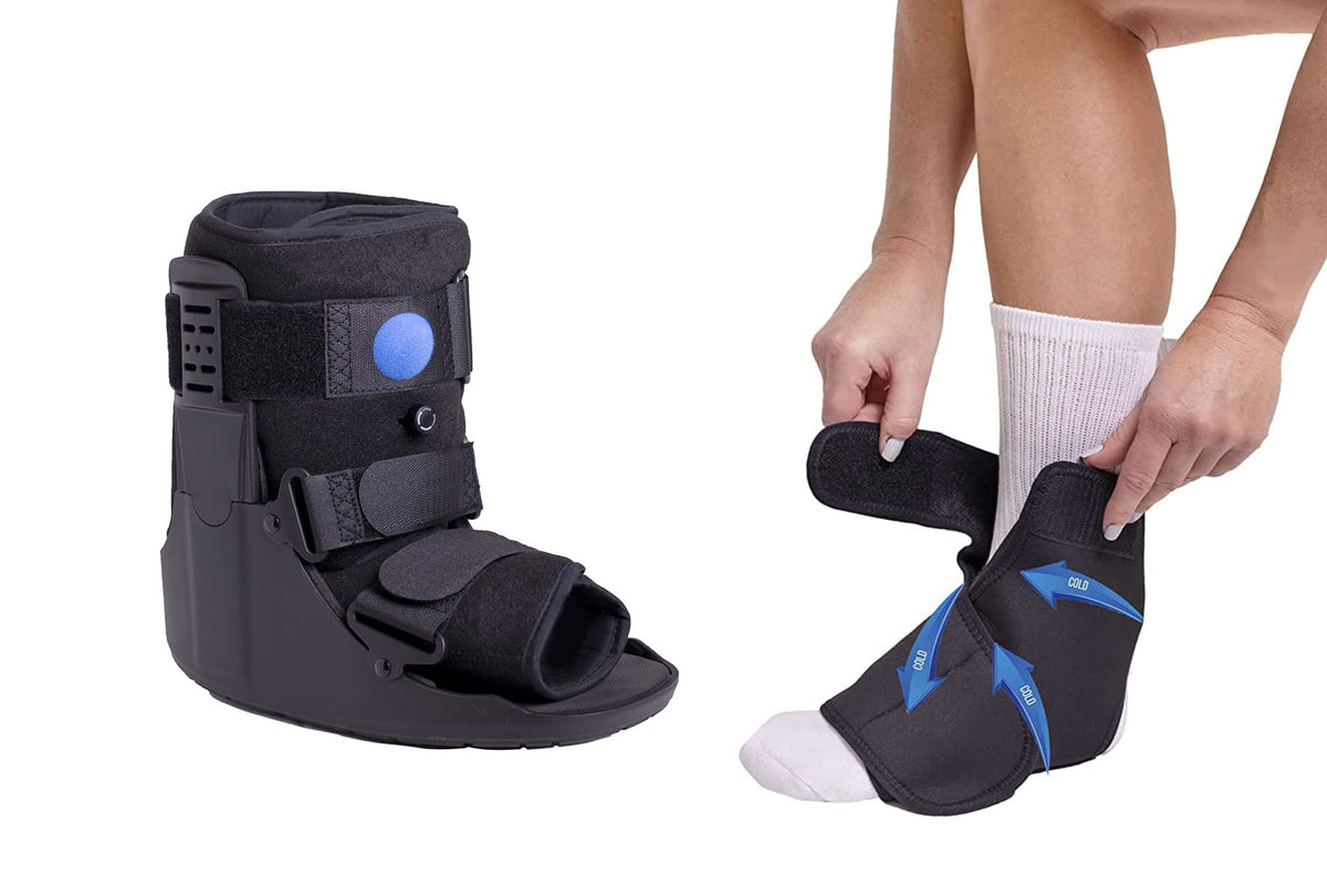Short Air Walker Boot + Ankle & Foot Ice Wrap Z28383