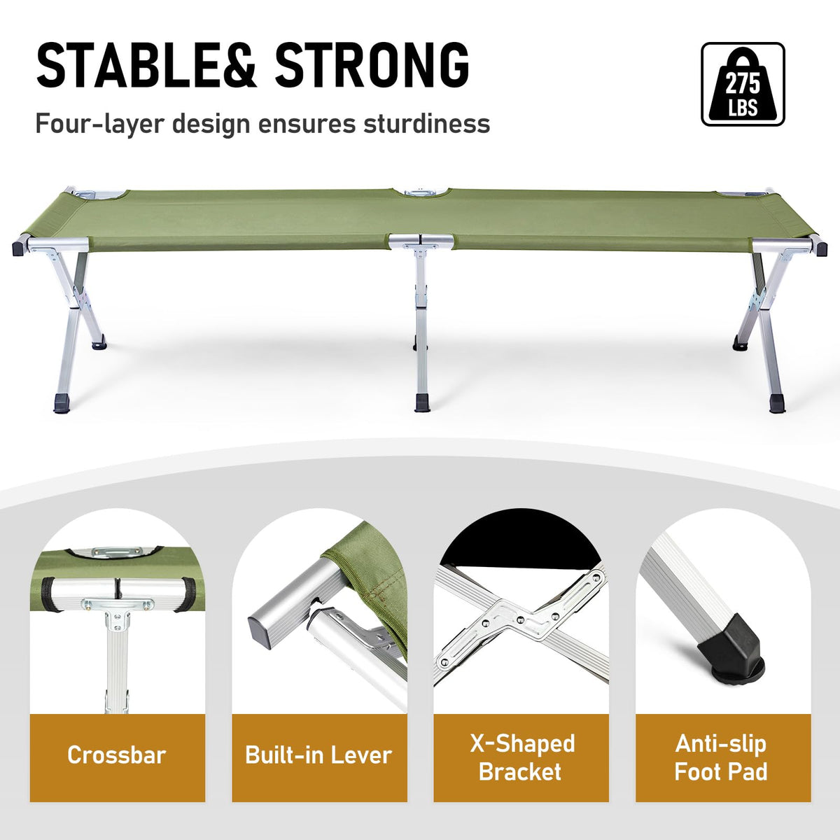 Folding Camping Cot with Carry Bag F22923