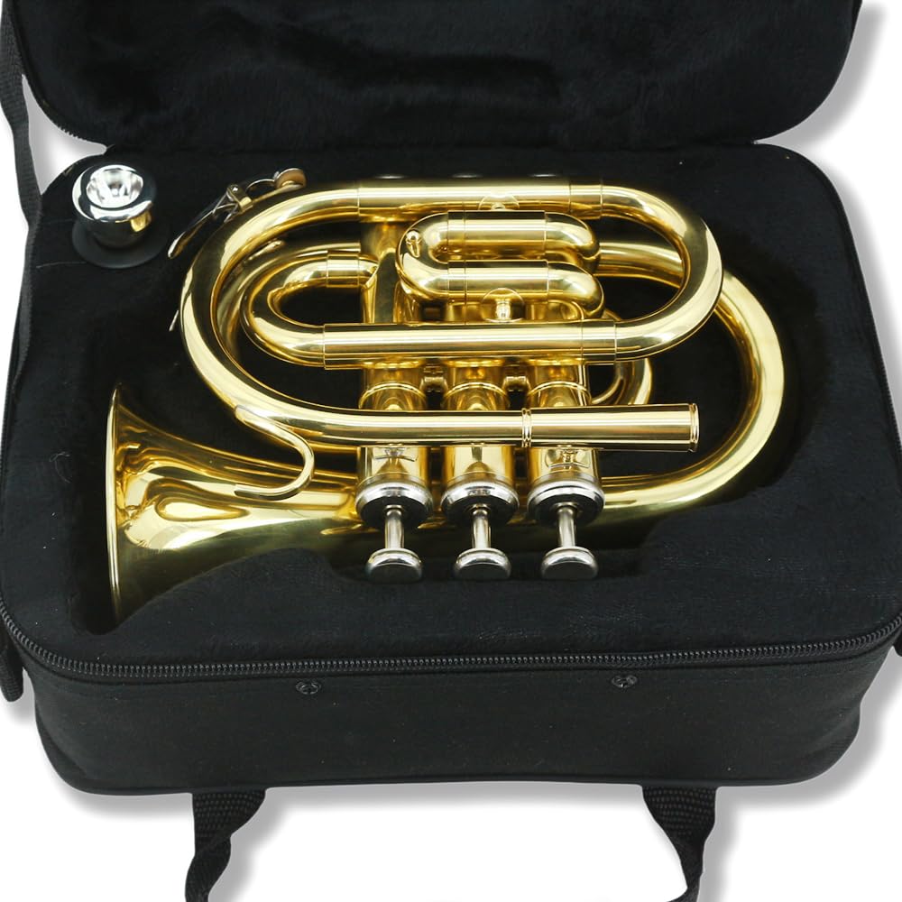 Bb Flat Brass Pocket Trumpet with 7C Mouthpiece H933