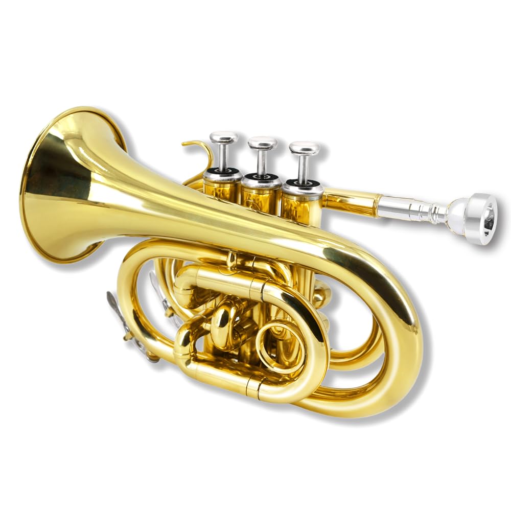 Bb Flat Brass Pocket Trumpet with 7C Mouthpiece H933