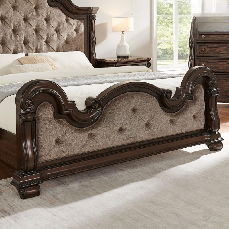 Dark Cherry Wood Eastern King Traditional Platform Bed Z81539