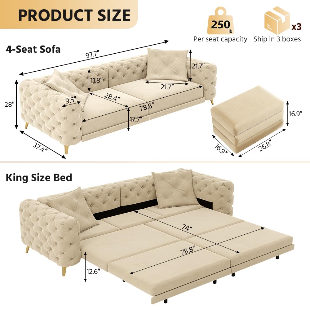 King Size Velvet Sleeper Sofa Bed D400104