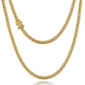 3mm 6mm Cuban Link Chain 14K Gold Plated Stainless Steel Necklace P291527